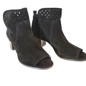 Gianni Bini Black Suede Peep Toe Ankle Boots - Women's - Size 7.5